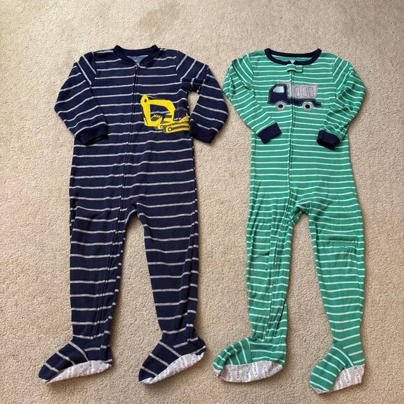 2-pack One Piece pjs for kids, size 5T, excellent condition! CONSTRUCTION! - Picture 1 of 11